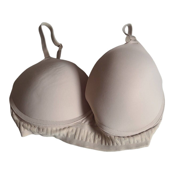 Victoria's Secret PINK Wear Everywhere Tan Wire Free Push Up Bra Size 34D - Picture 1 of 6